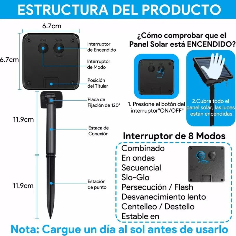 Luces Led Navideñas Con Panel Solar