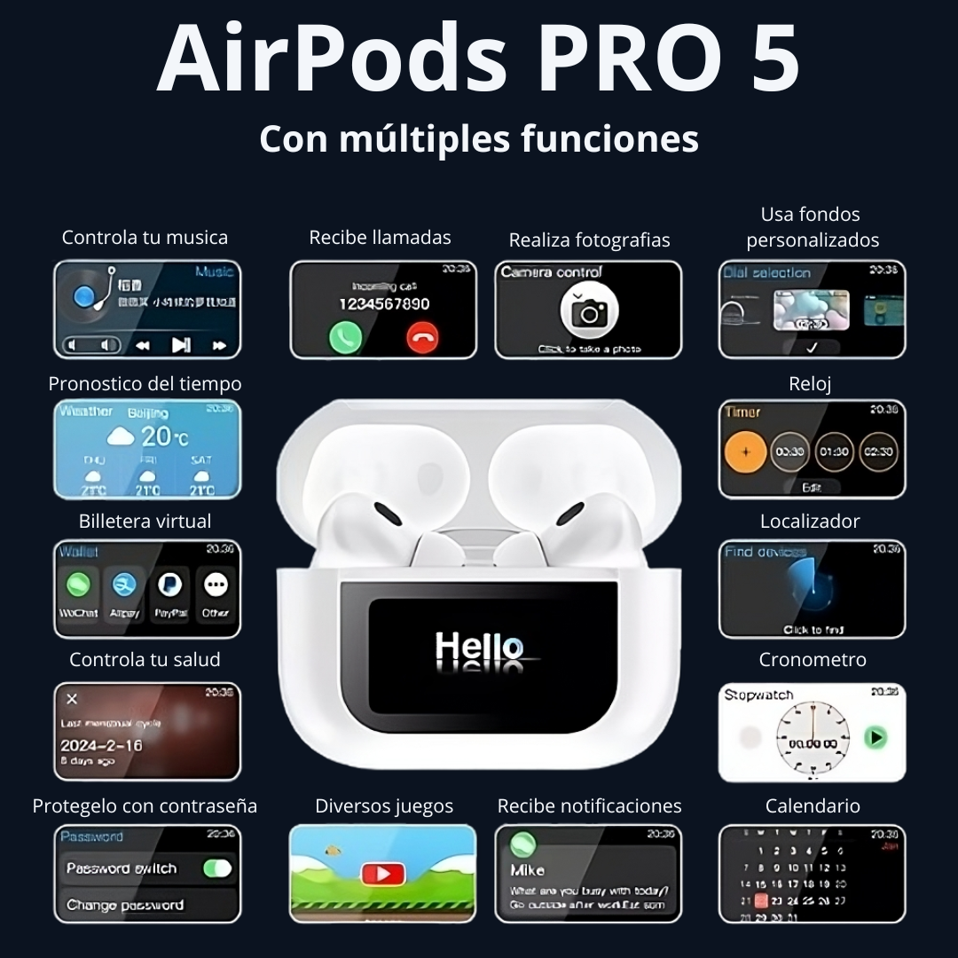 AirPods PRO 5 con PANTALLA TACTIL