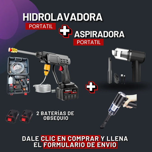 Hidrolavadora Plus de 2 baterias extra gruesas + Aspiradora portatil